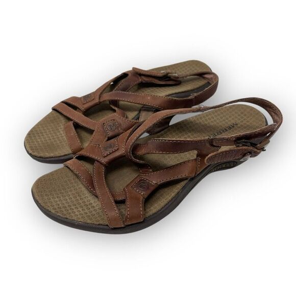 Merrell Shoes Leather Agave Brown Sling Back Strappy Sandals Women’s Size 6 - Picture 1 of 8